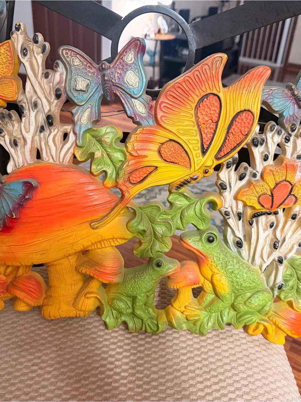 Homco Vibrant Butterfly, Frog & Mushroom Wall Art in Yellow, Orange, Green